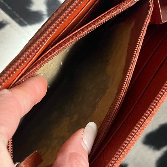 PRADA Orange Leather Zip Around Wallet Clutch - Picture 14 of 16